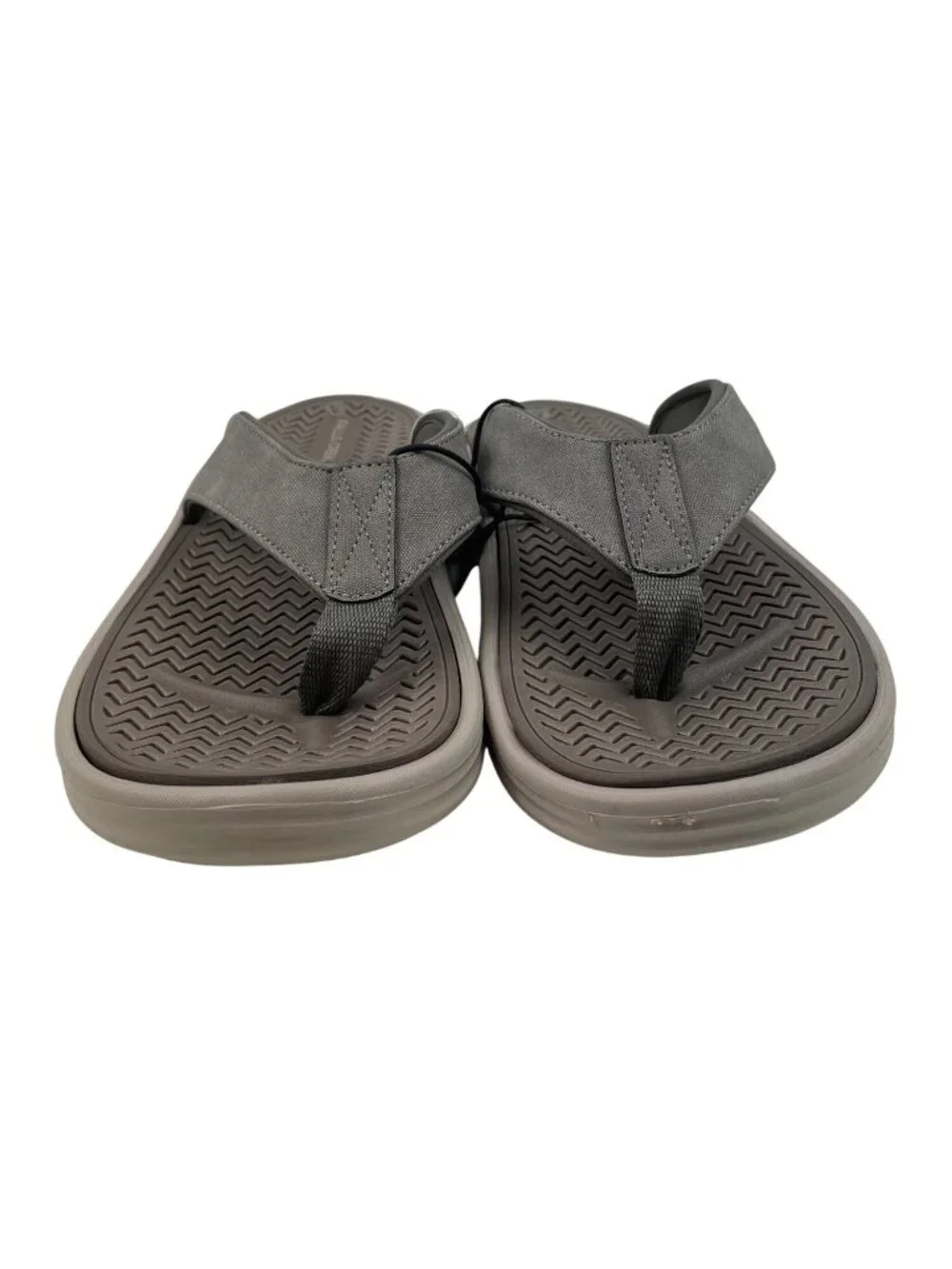 Falls Creek Mens Size Medium (7-8) Gray Canvas Rubber Flip Flops